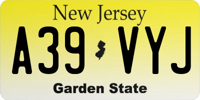 NJ license plate A39VYJ