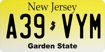 NJ license plate A39VYM