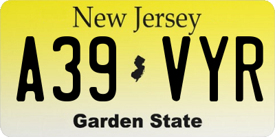 NJ license plate A39VYR
