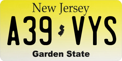 NJ license plate A39VYS