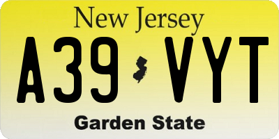 NJ license plate A39VYT