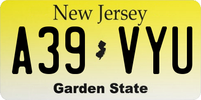 NJ license plate A39VYU