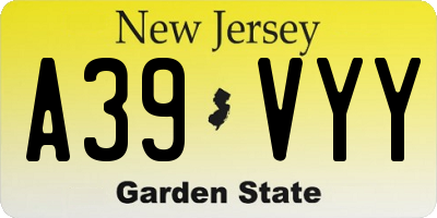NJ license plate A39VYY