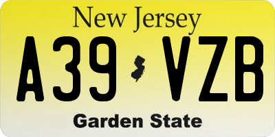 NJ license plate A39VZB