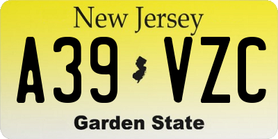 NJ license plate A39VZC