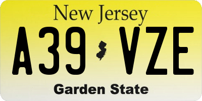 NJ license plate A39VZE