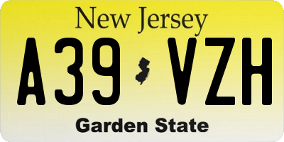 NJ license plate A39VZH