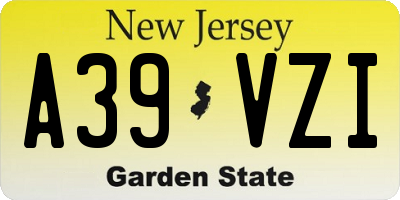 NJ license plate A39VZI