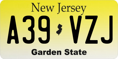 NJ license plate A39VZJ