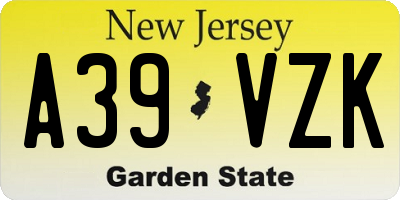 NJ license plate A39VZK