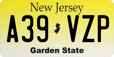 NJ license plate A39VZP