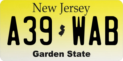 NJ license plate A39WAB