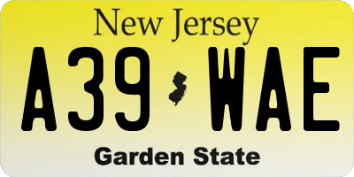 NJ license plate A39WAE