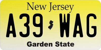 NJ license plate A39WAG
