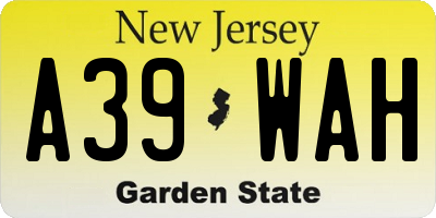 NJ license plate A39WAH