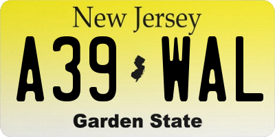NJ license plate A39WAL
