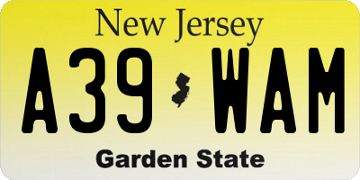 NJ license plate A39WAM