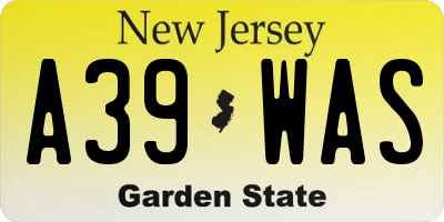 NJ license plate A39WAS