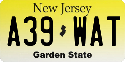 NJ license plate A39WAT