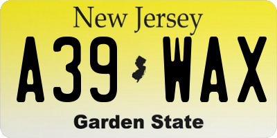 NJ license plate A39WAX