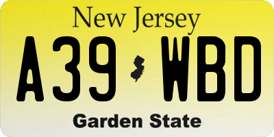 NJ license plate A39WBD