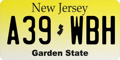 NJ license plate A39WBH