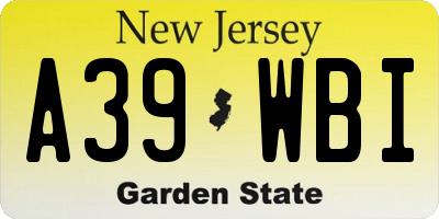 NJ license plate A39WBI