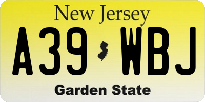 NJ license plate A39WBJ