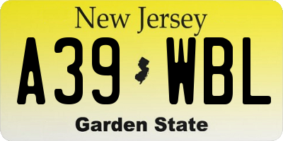 NJ license plate A39WBL