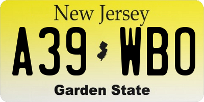 NJ license plate A39WBO