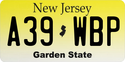 NJ license plate A39WBP