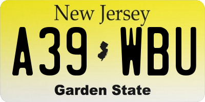 NJ license plate A39WBU