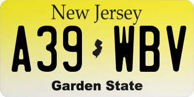 NJ license plate A39WBV