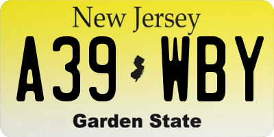 NJ license plate A39WBY