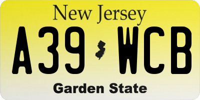 NJ license plate A39WCB