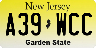 NJ license plate A39WCC