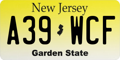 NJ license plate A39WCF