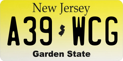 NJ license plate A39WCG