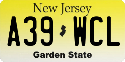 NJ license plate A39WCL