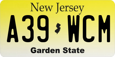 NJ license plate A39WCM