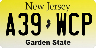 NJ license plate A39WCP
