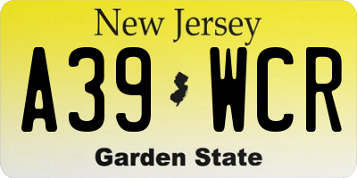 NJ license plate A39WCR