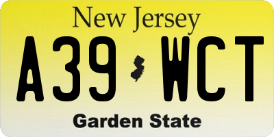 NJ license plate A39WCT