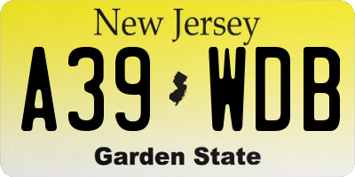 NJ license plate A39WDB