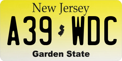 NJ license plate A39WDC