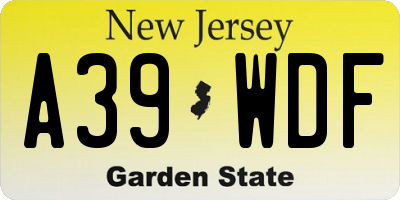NJ license plate A39WDF