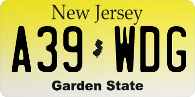 NJ license plate A39WDG