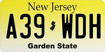 NJ license plate A39WDH