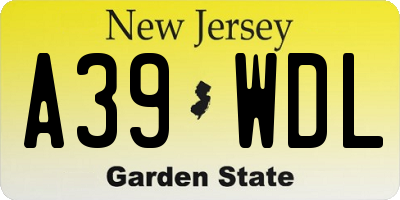 NJ license plate A39WDL