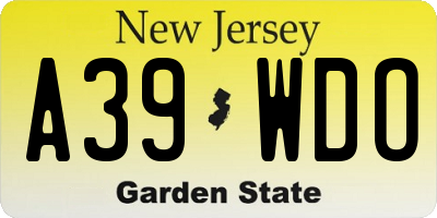 NJ license plate A39WDO